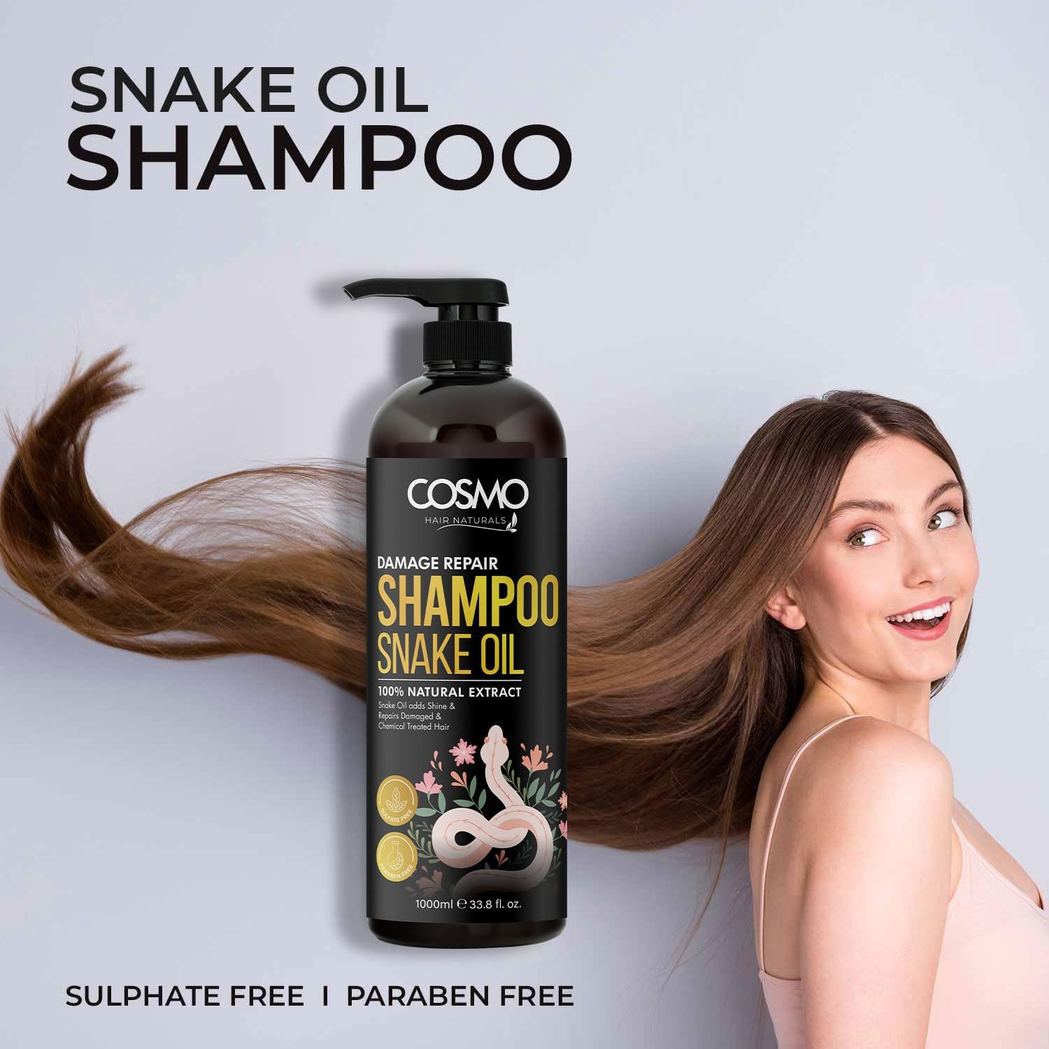 Damage Repair Snake Oil Shampoo 100% Natural Extract – 1000ml by Cosmo
