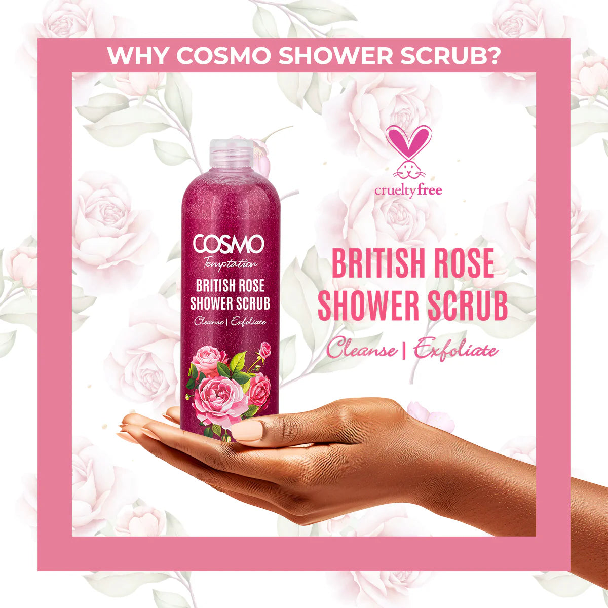 Temptation Shower Scrub British Rose by Cosmo 1000ml